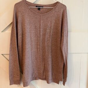 Cable & Gauge Women's Light Pink & Gray Flecked Crew Neck Sweater Medium